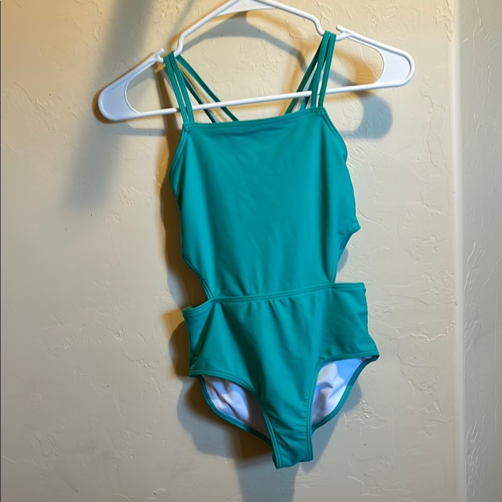 Vibrant Blue One Piece Swimsuit with Side Cutouts